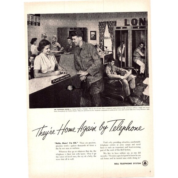 1952 Bell Telephone System Camp Gordon Georgia Phone Center Vintage Print Ad Art - Picture 1 of 2